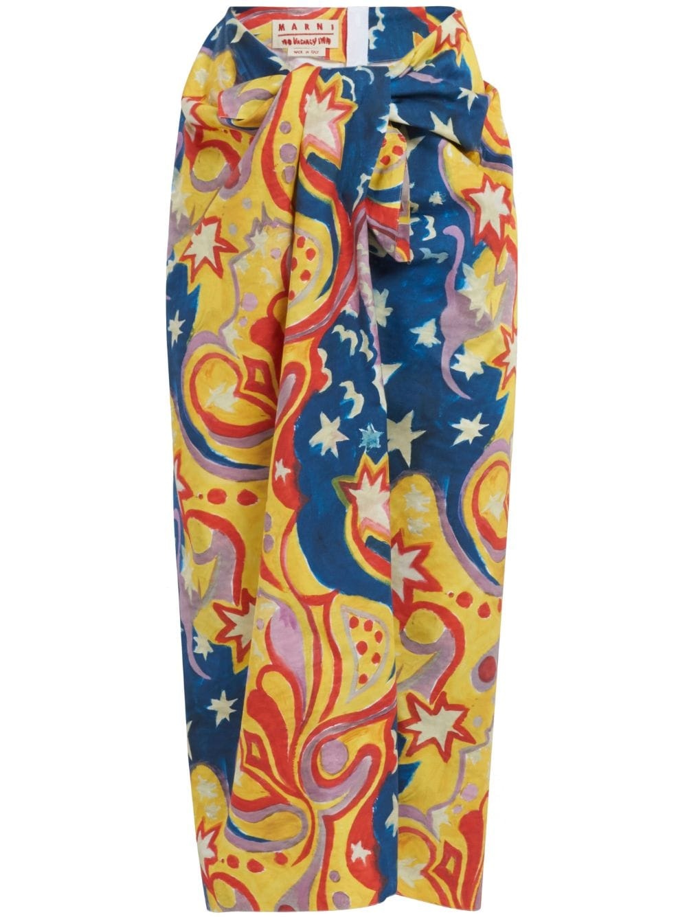 abstract-print cotton mid-length skirt - 1