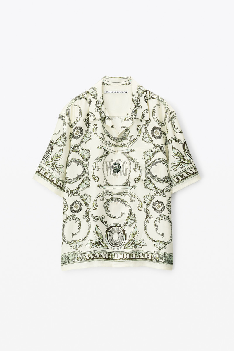 MONEY PRINT BUTTON DOWN IN SILK TWILL 1
