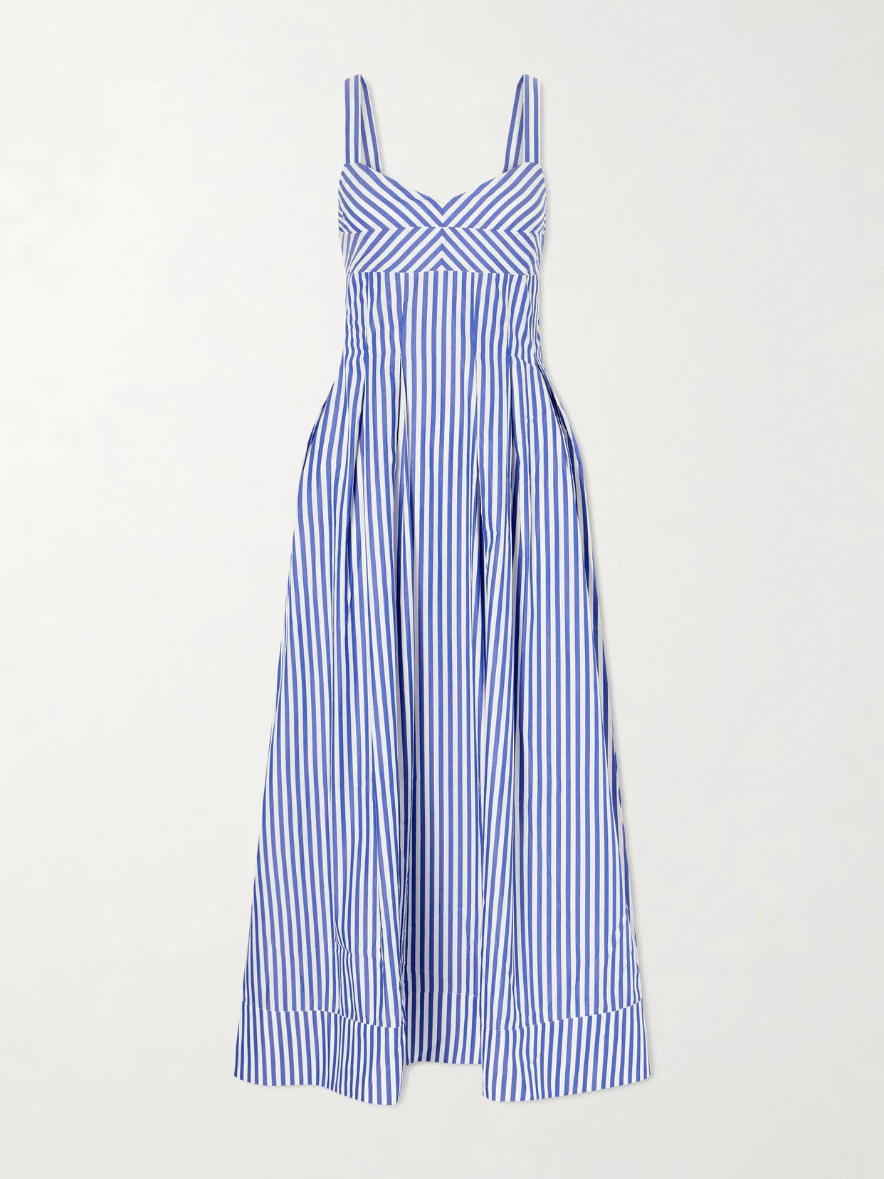 Madeline Pleated Striped Cotton-poplin Maxi Dress - 1