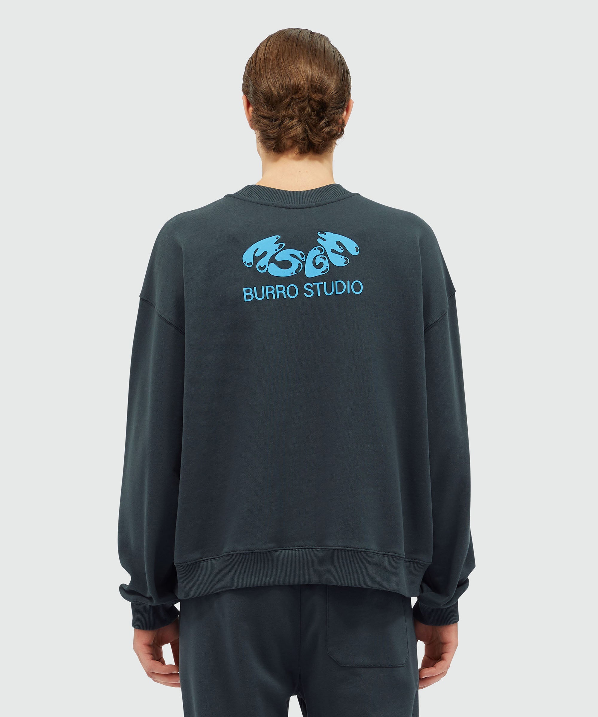 Organic cotton "Fantastic Green Burro Studio" navy blue sweatshirt - 3