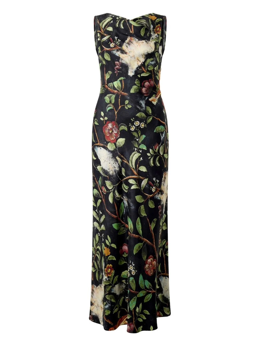 floral-print silk dress - 1