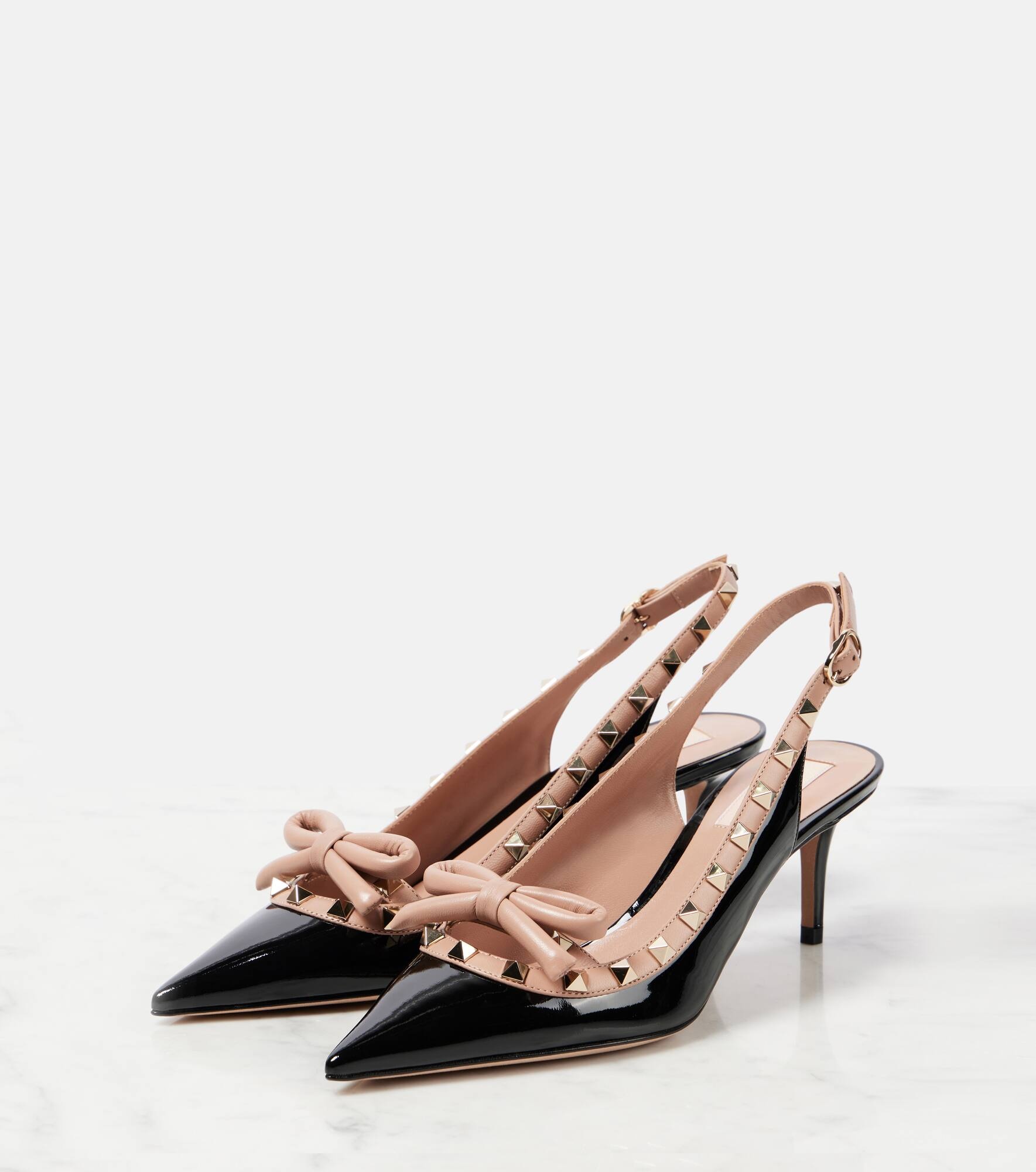 Rockstud Bow 60 leather slingback pumps - 4