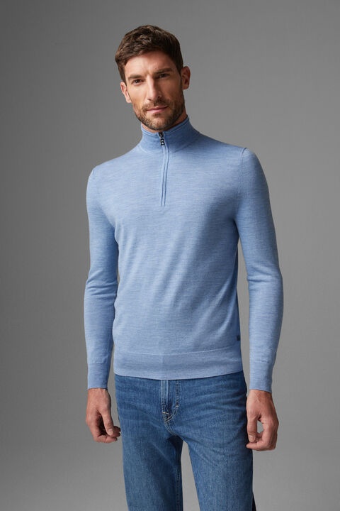 Jouri half-zippered sweater in Light blue - 2