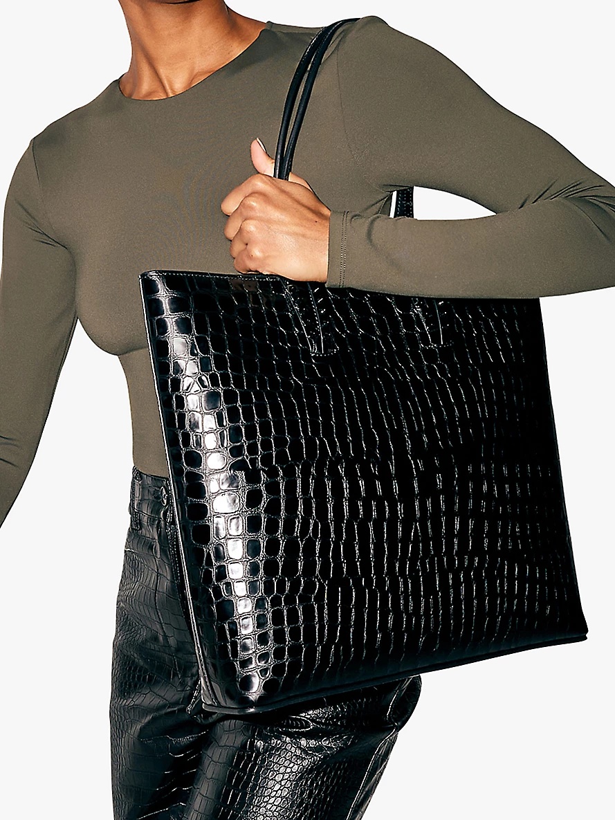 Cabata croc-effect patent-leather tote bag - 2