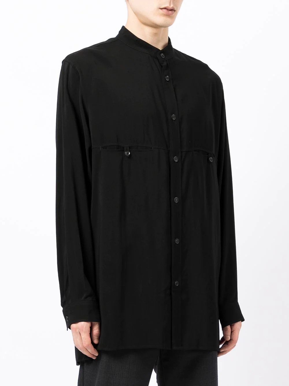 band-collar long-sleeved shirt - 3