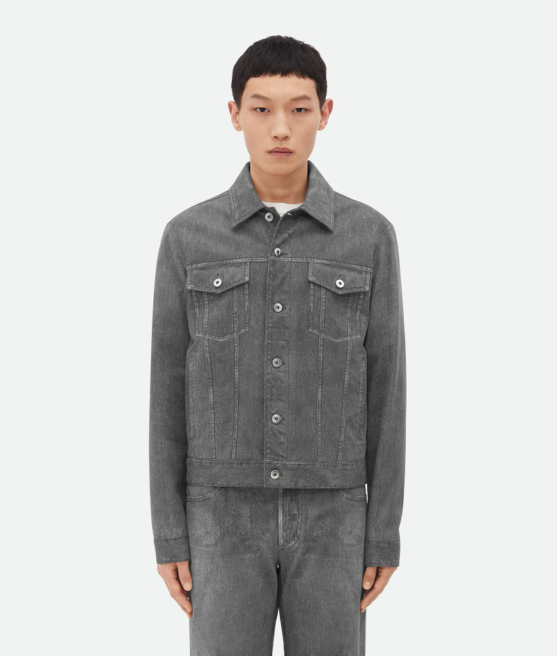 Printed Leather Denim Jacket 1