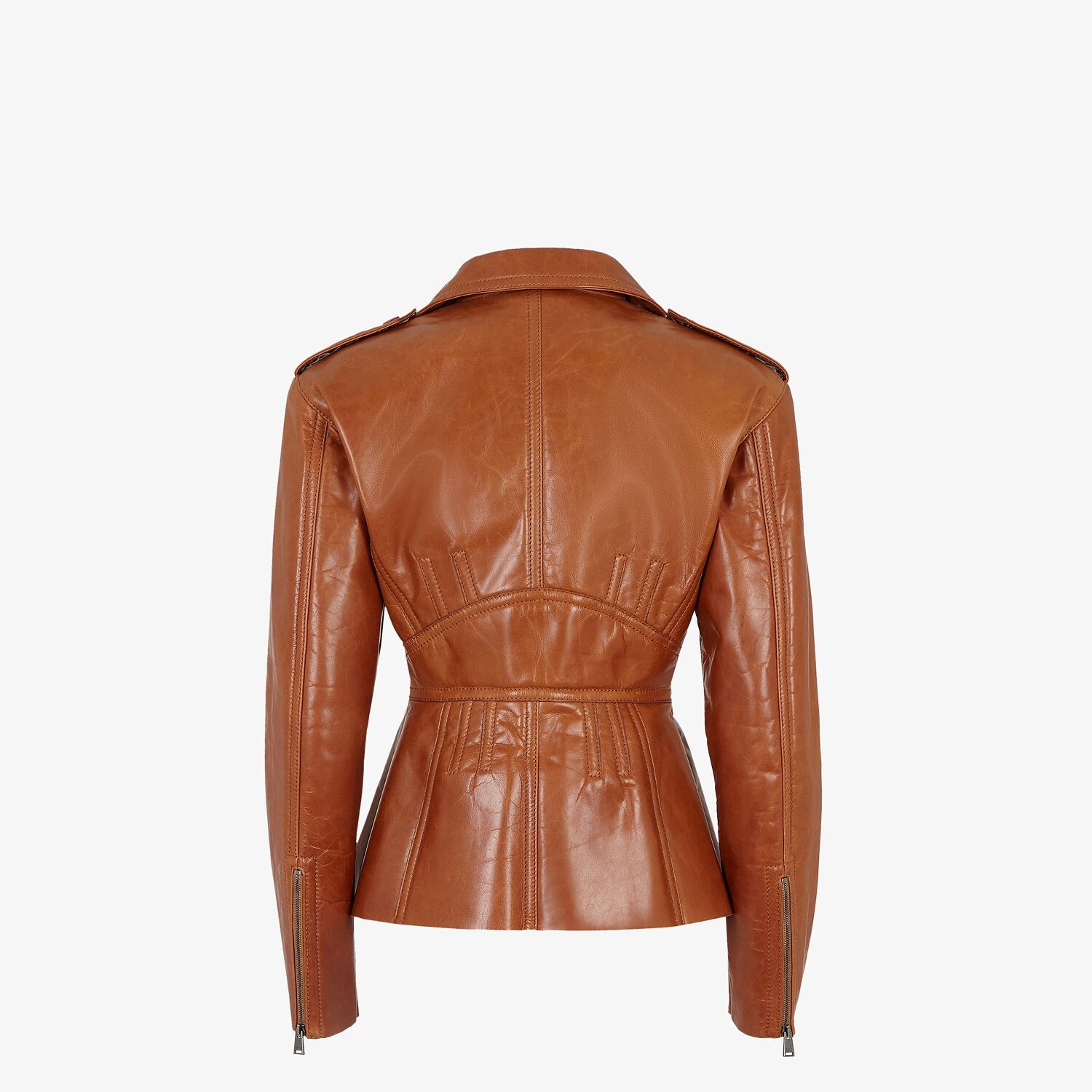 Brown leather biker jacket - 2