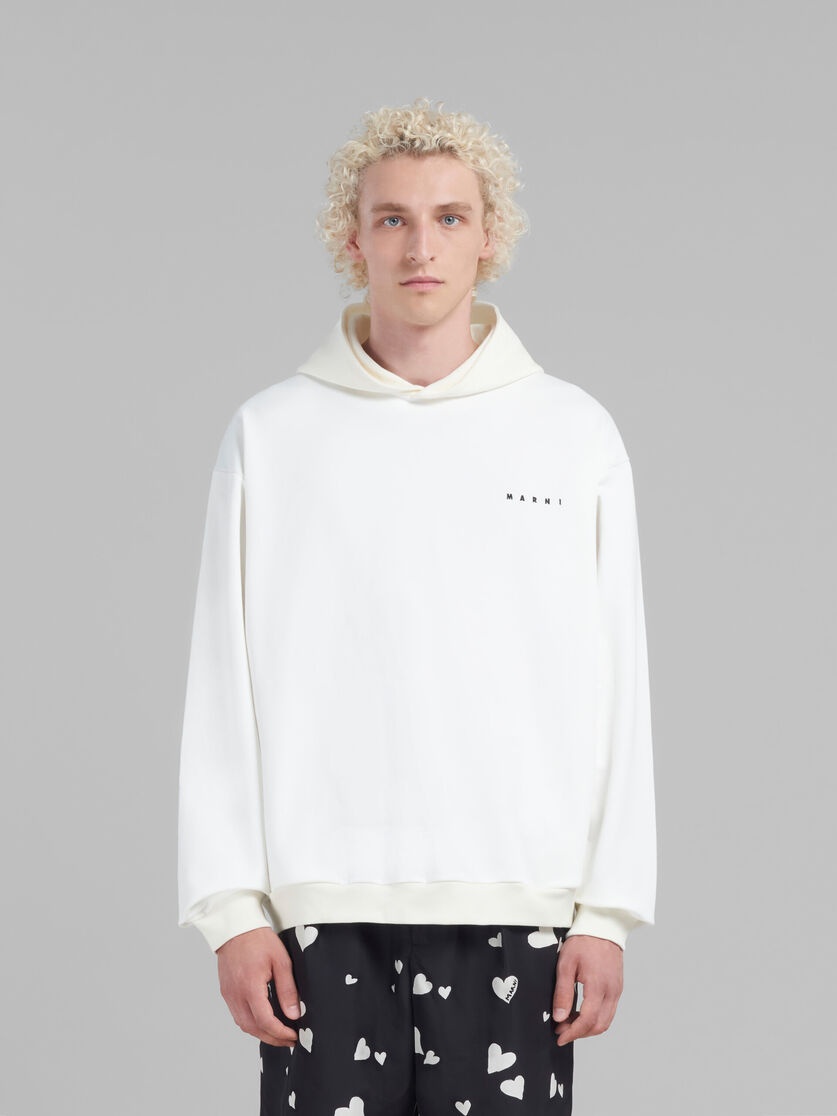 WHITE HOODIE WITH HEARTS PRINT - 2