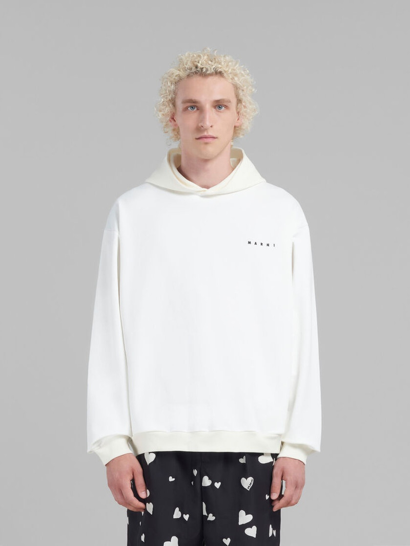Marni WHITE HOODIE WITH HEARTS PRINT outlook
