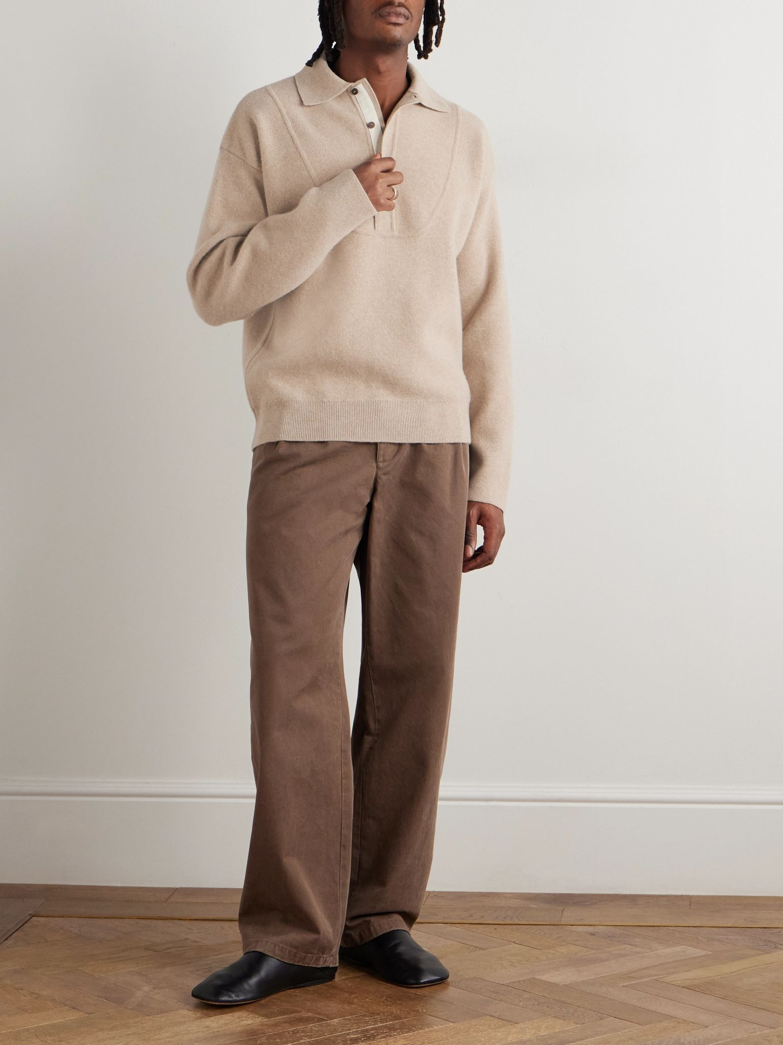La Maille Vareuse Pallone Wool and Cashmere-Blend Sweater Beige - 2