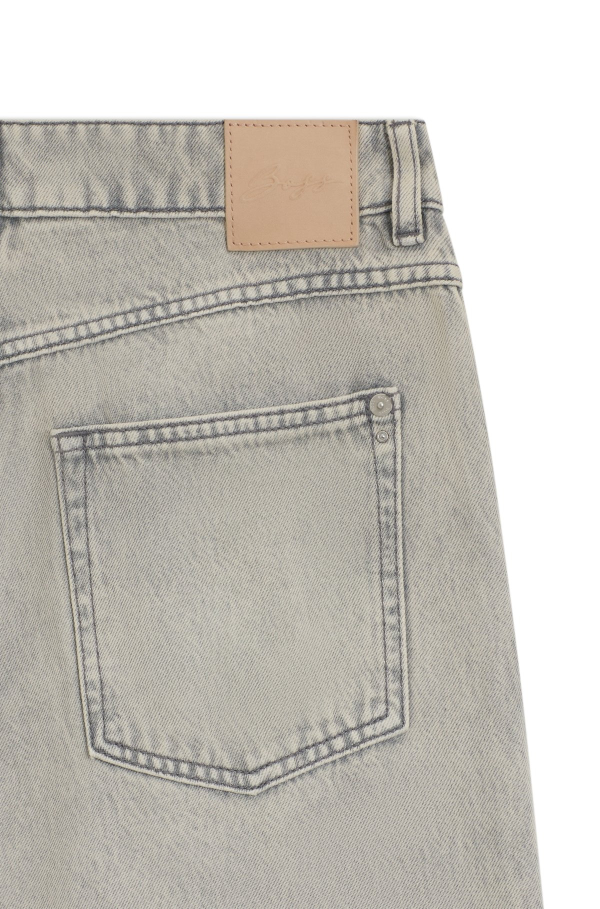 WIDE-LEG JEANS IN GRAY DENIM WITH HEM SLITS - 6