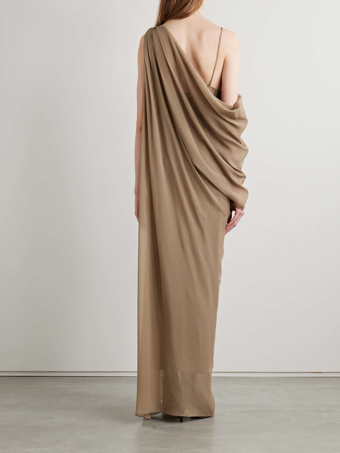 Taj layered draped one-shoulder silk-chiffon maxi dress - 3