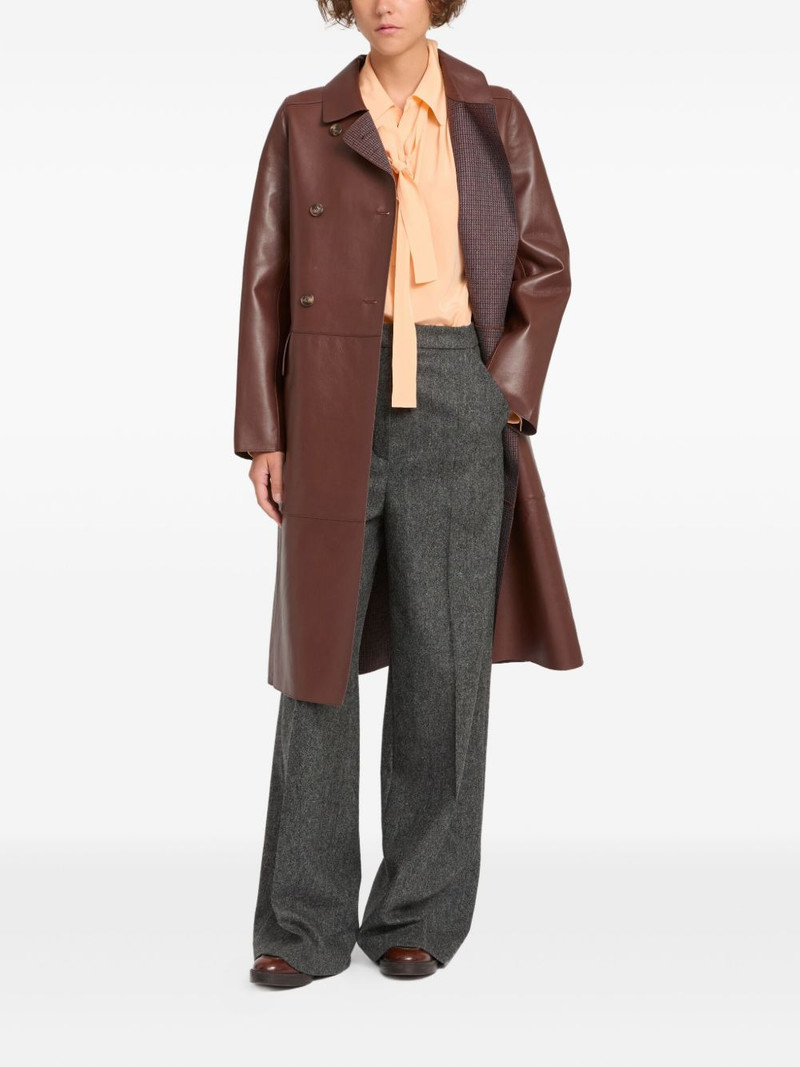 Yves Salomon double-breasted leather coat outlook
