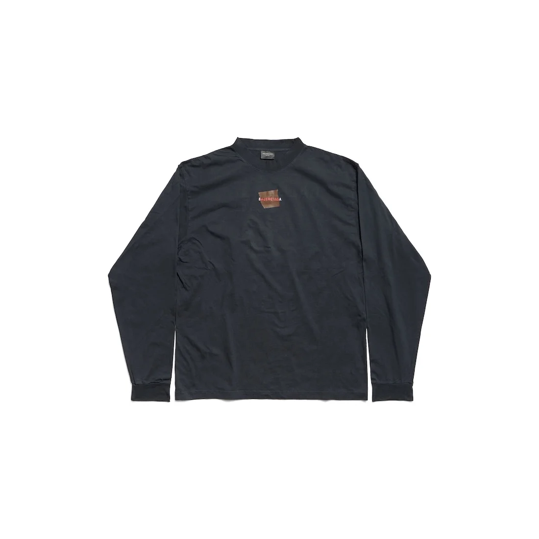 Taped Balenciaga Back Long Sleeve T-shirt Medium Fit in Faded Black/white/red - 1