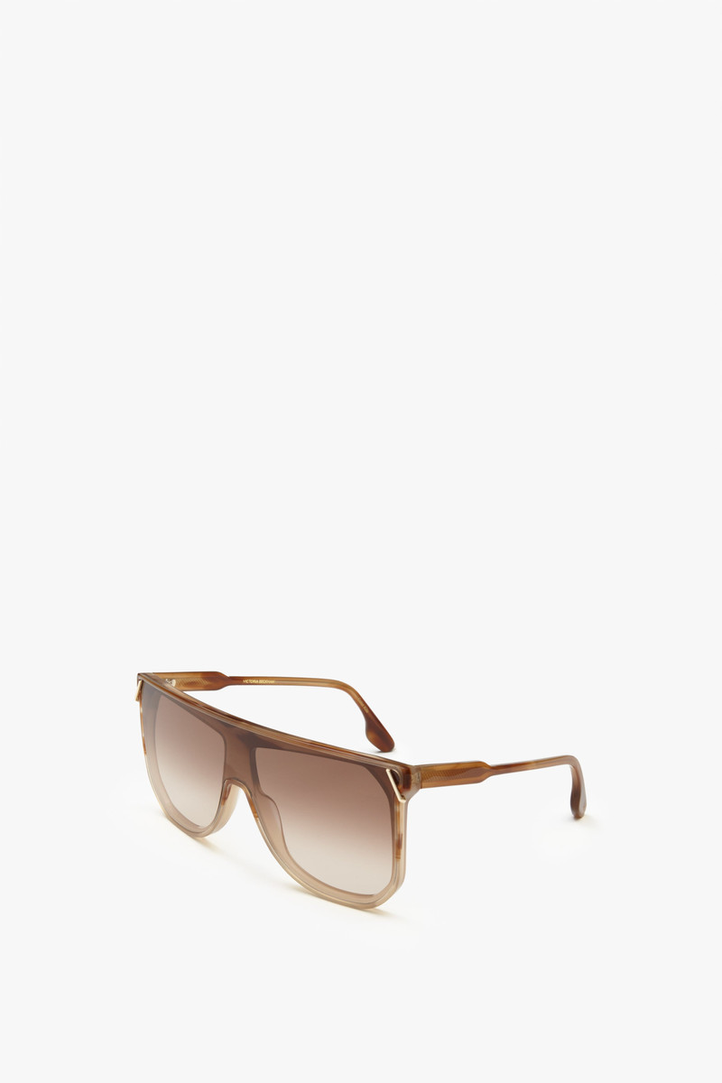 Victoria Beckham Classic Flat Top V Sunglasses in Striped Honey outlook