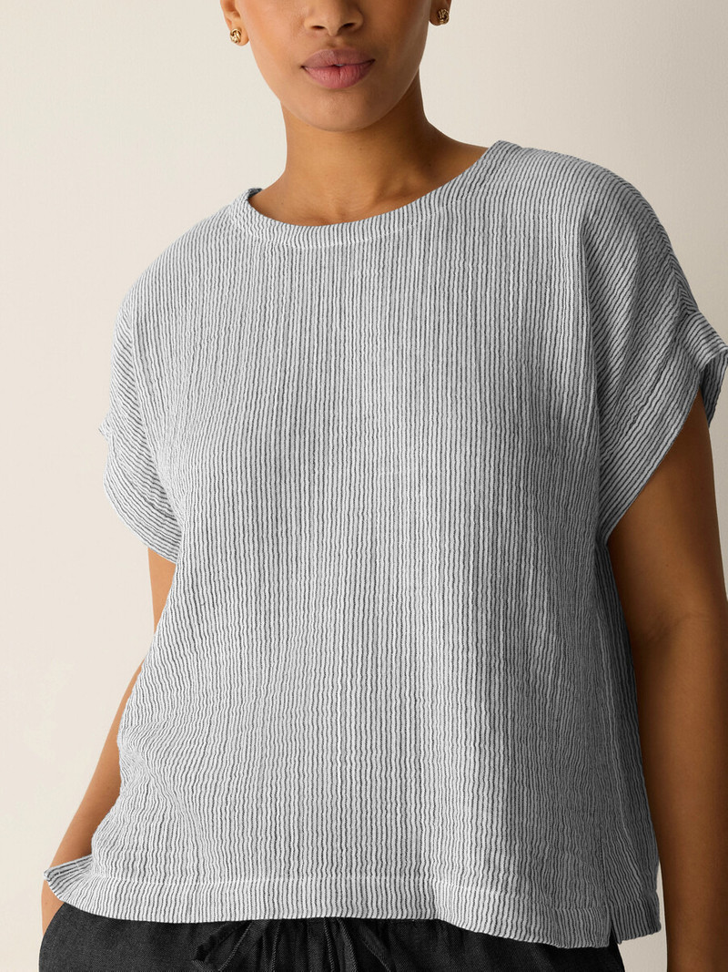 Striped Organic Cotton Gauze Square Top 5
