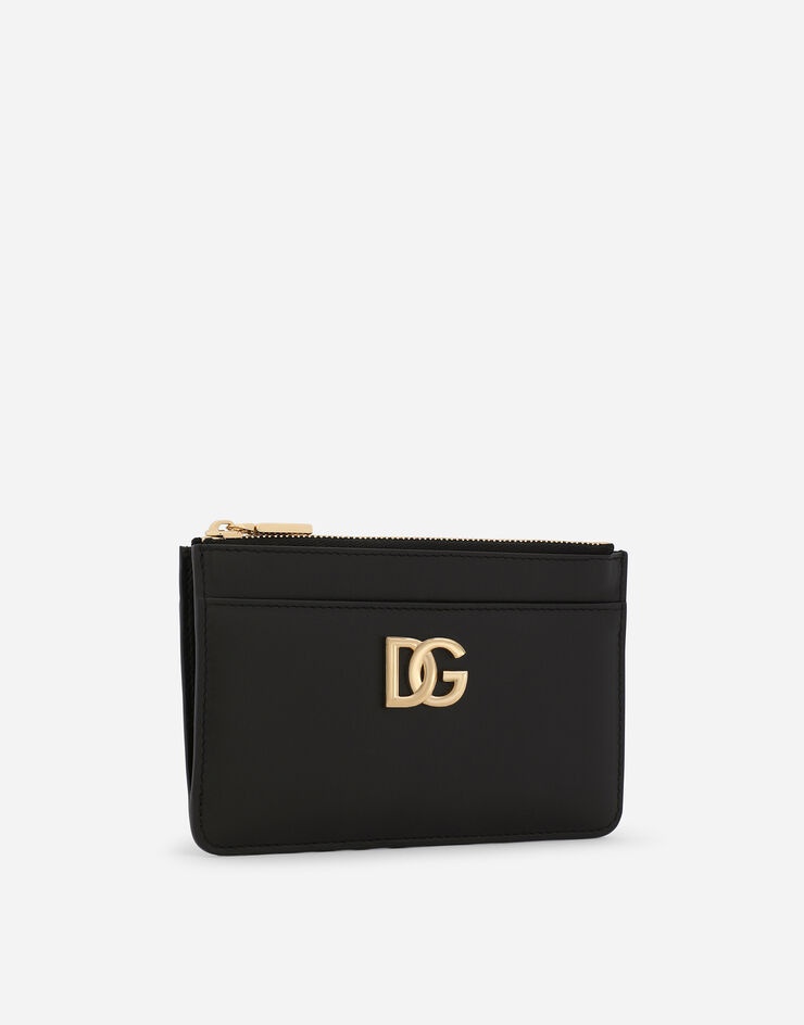 Calfskin card holder with DG logo - 2