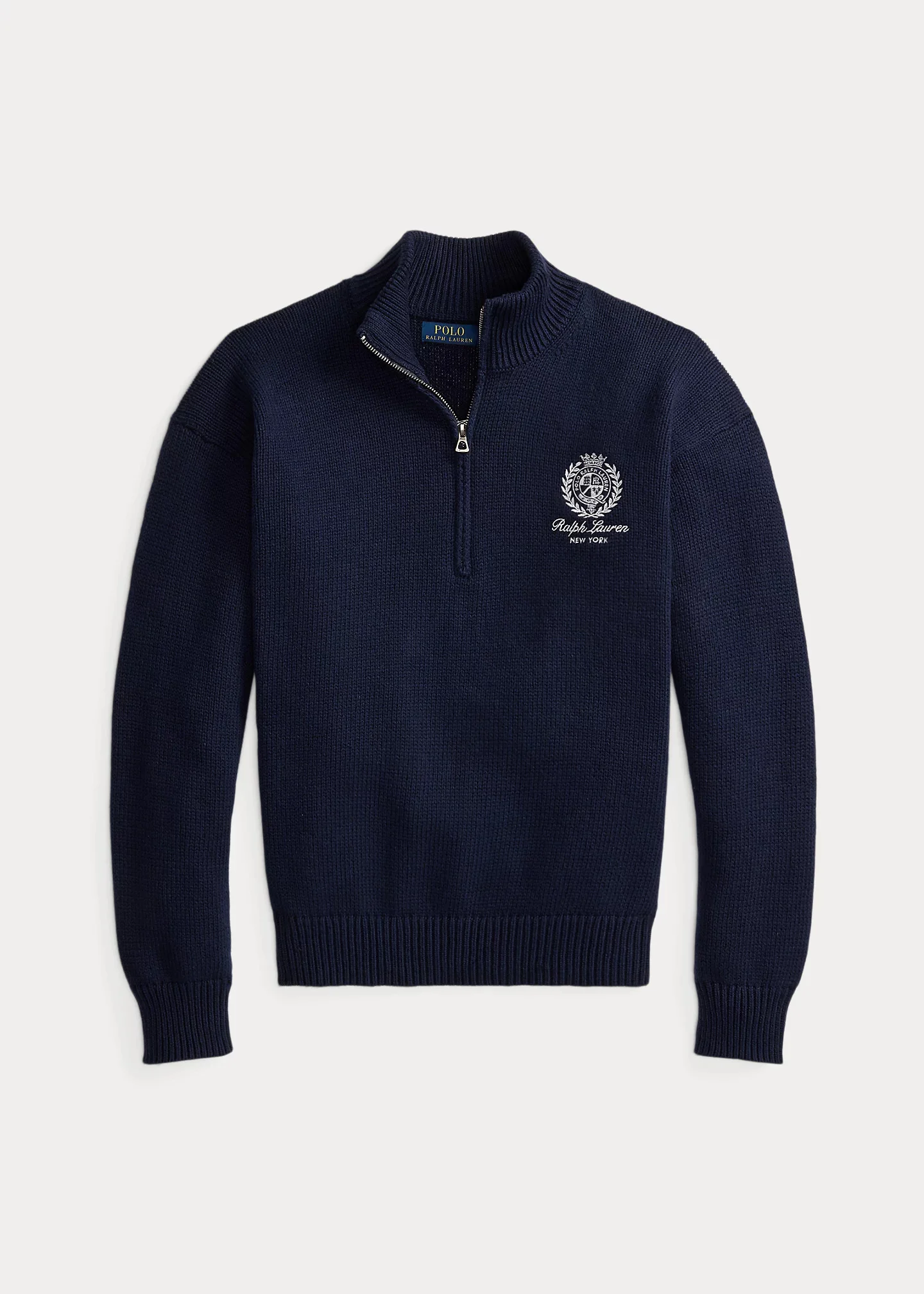 Relaxed Fit Cotton Quarter-Zip Sweater - 1
