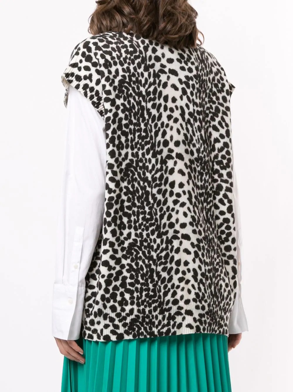 dalmatian-print fine-knit vest - 4