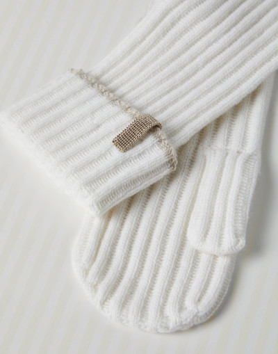 Brunello Cucinelli Cashmere rib knit mittens with monili outlook