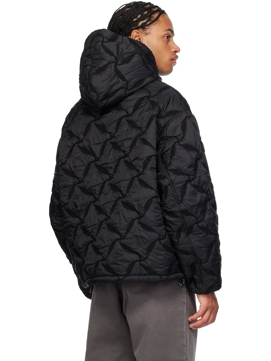 Black Hooded Bomber Jacket - 3