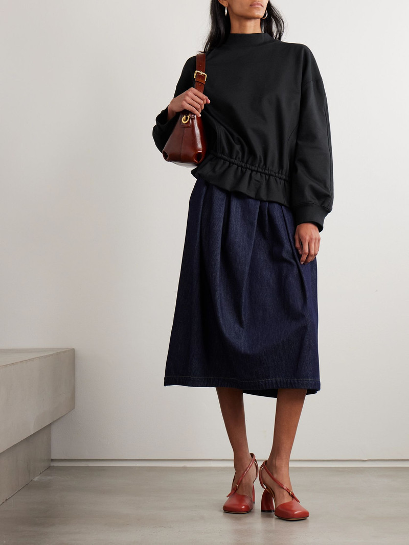 Dries Van Noten Cotton-jersey peplum sweatshirt Black outlook