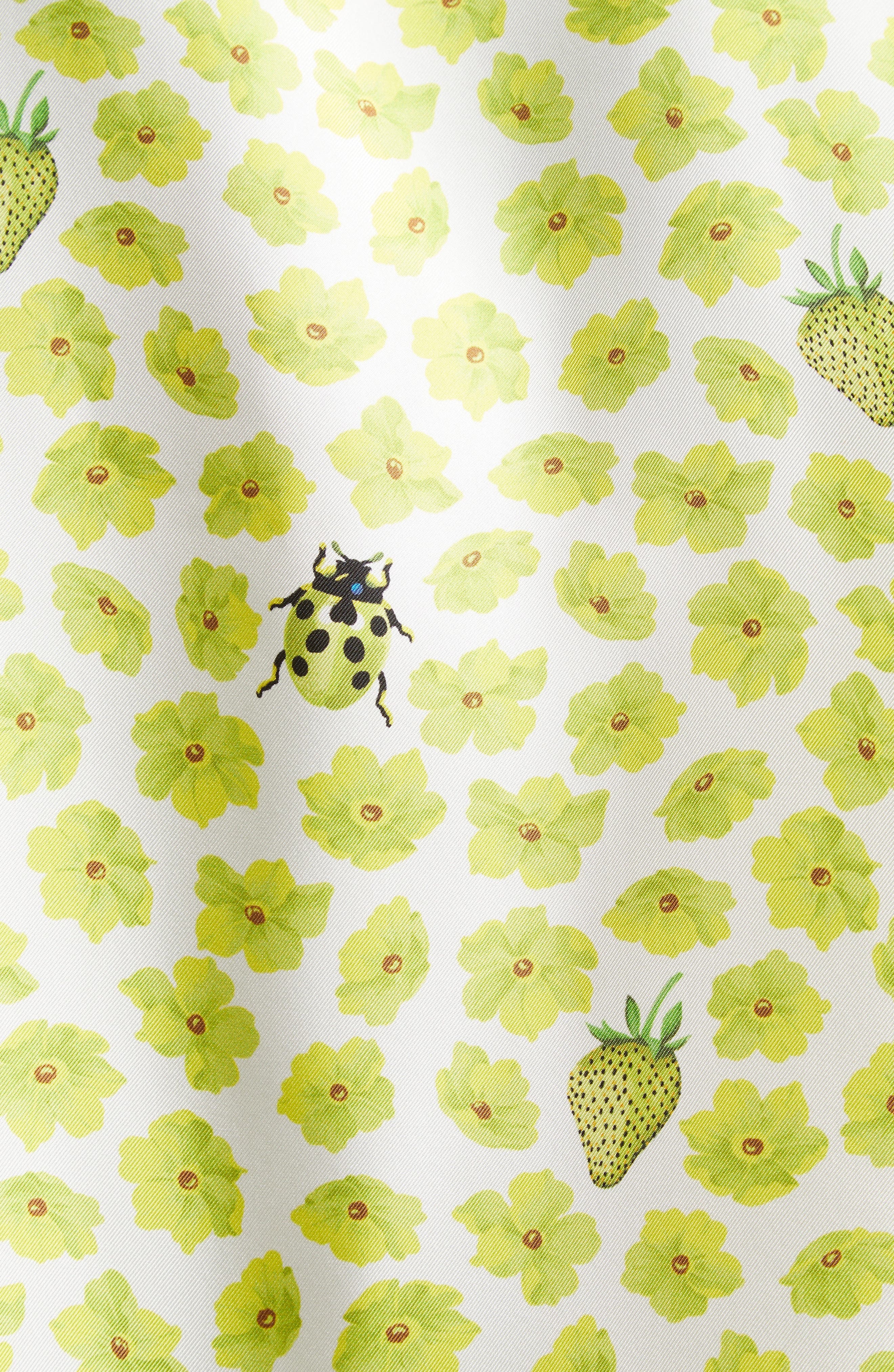 Versace Strawberry Garden Print Camp Shirt in White/Lime at Nordstrom - 7