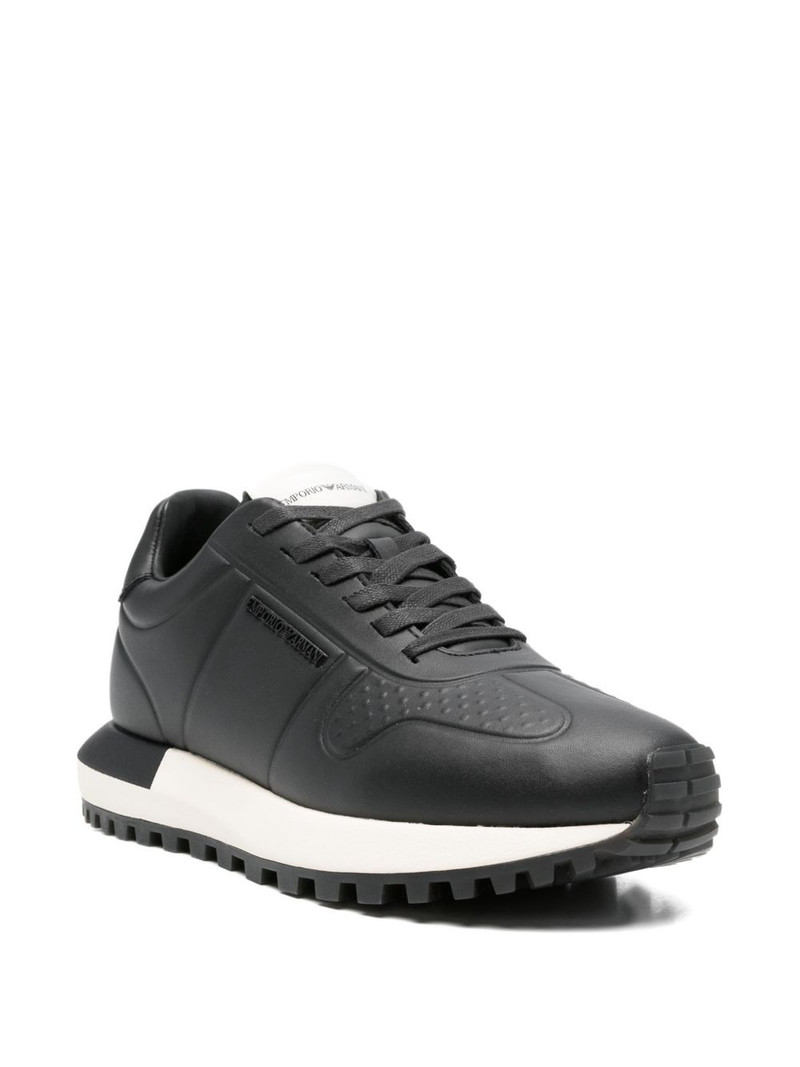 EMPORIO ARMANI logo-plaque leather sneakers outlook