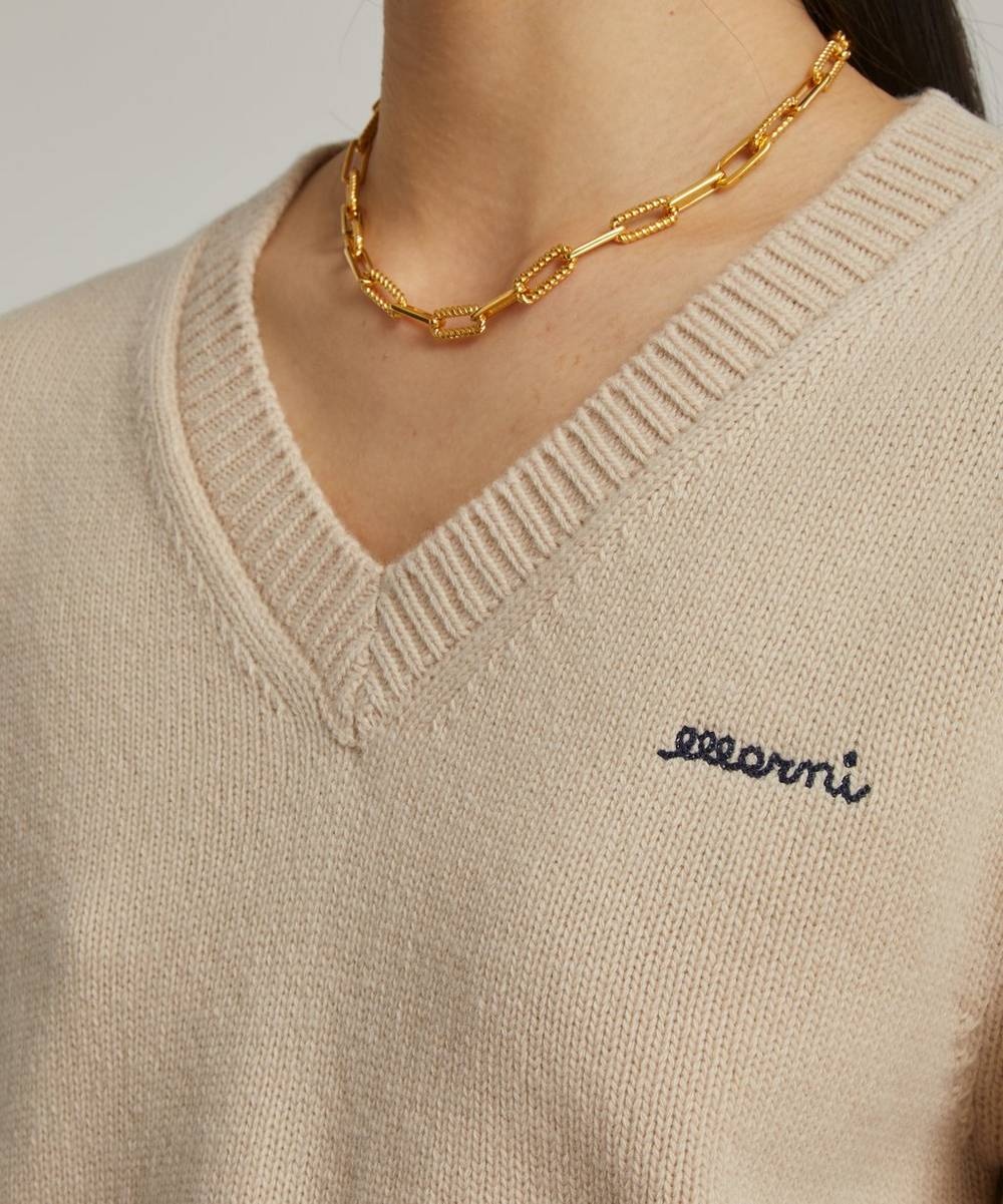 Logo Embroidered V-Neck Jumper - 5