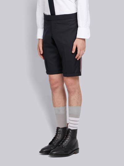 Thom Browne Engineered Side Seam Stripe Solid Wool Twill Skinny Shorts outlook