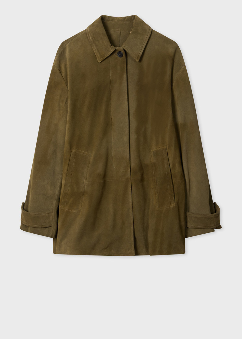 Women's Olive Suede Swing Jackets 1