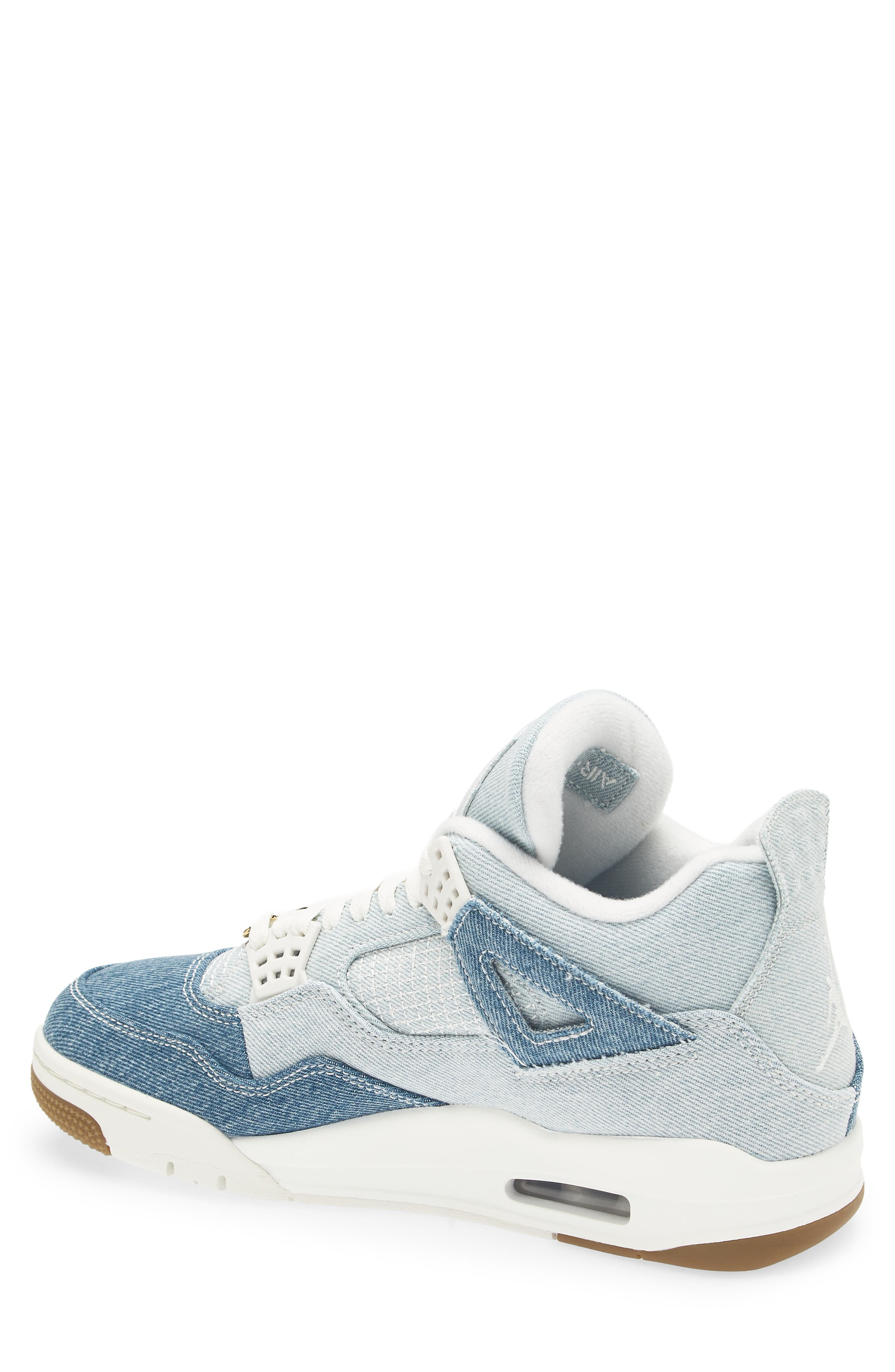 Air Jordan 4 Retro 'Worn Blue' Basketball Sneaker in Sail/Light Brown/Blue at Nordstrom - 3