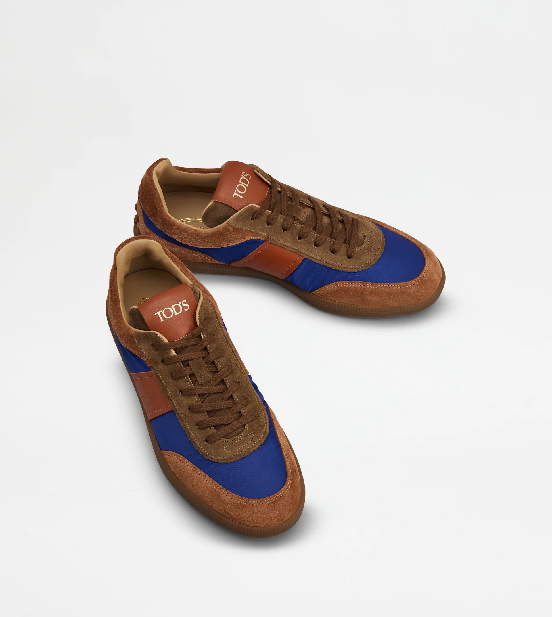 TOD'S TABS SNEAKERS IN SUEDE AND FABRIC - BROWN, BLUE - 4