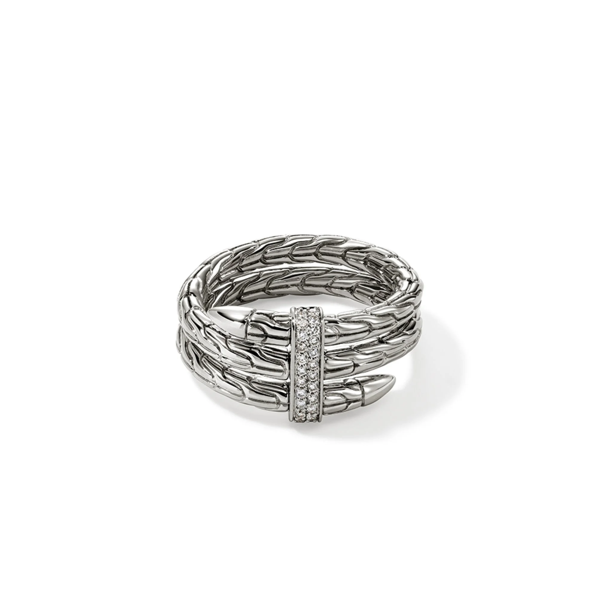 Spear Ring, Sterling Silver, Diamonds, Wide - 1