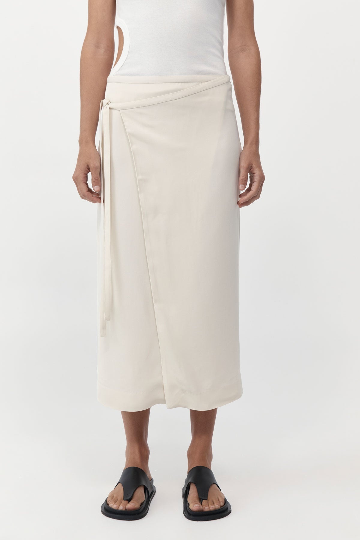 Midi Wrap Skirt - Cool White - 2