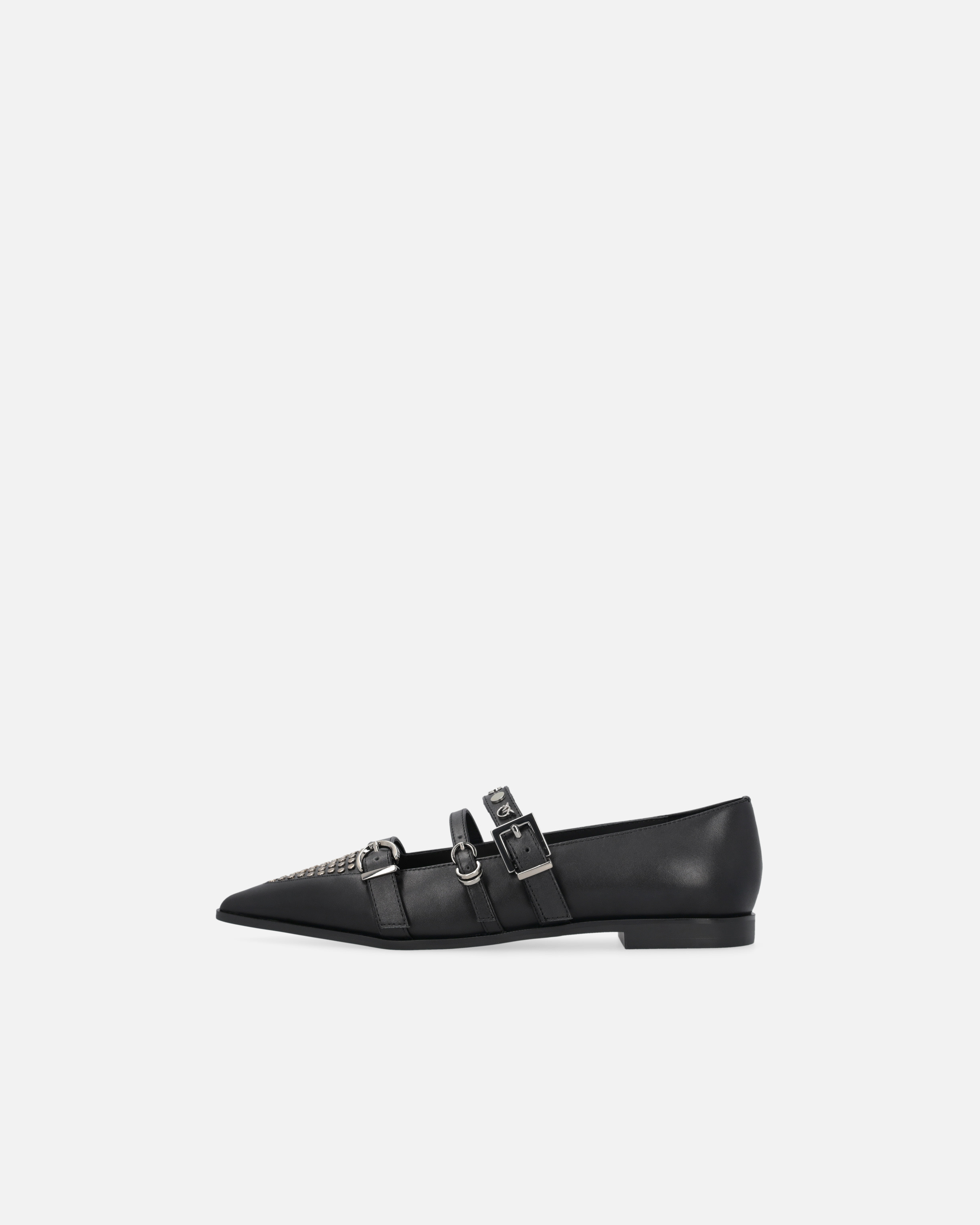 POINTED-TOE LEATHER BALLERINAS WITH STUDS - 5