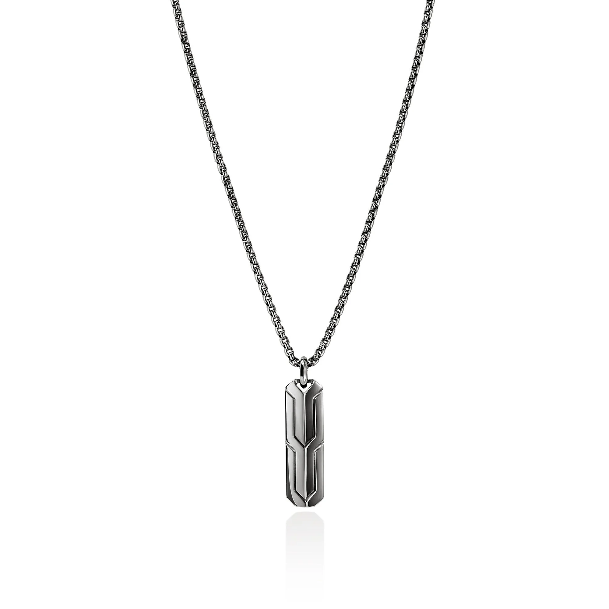 Icon 50 Tag Pendant Necklace, Dark Silver - 1