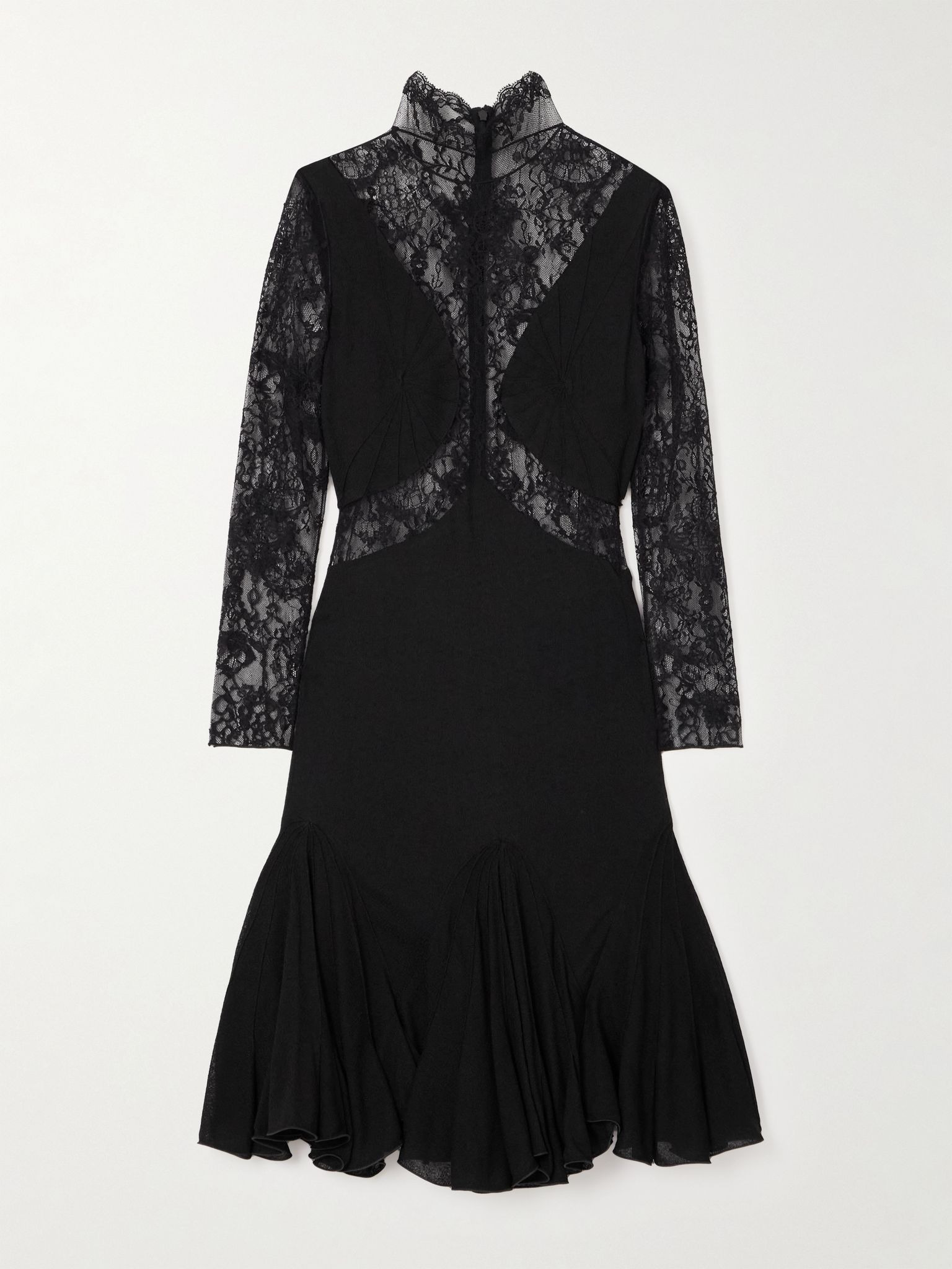 Lace and knitted midi dress Black - 1