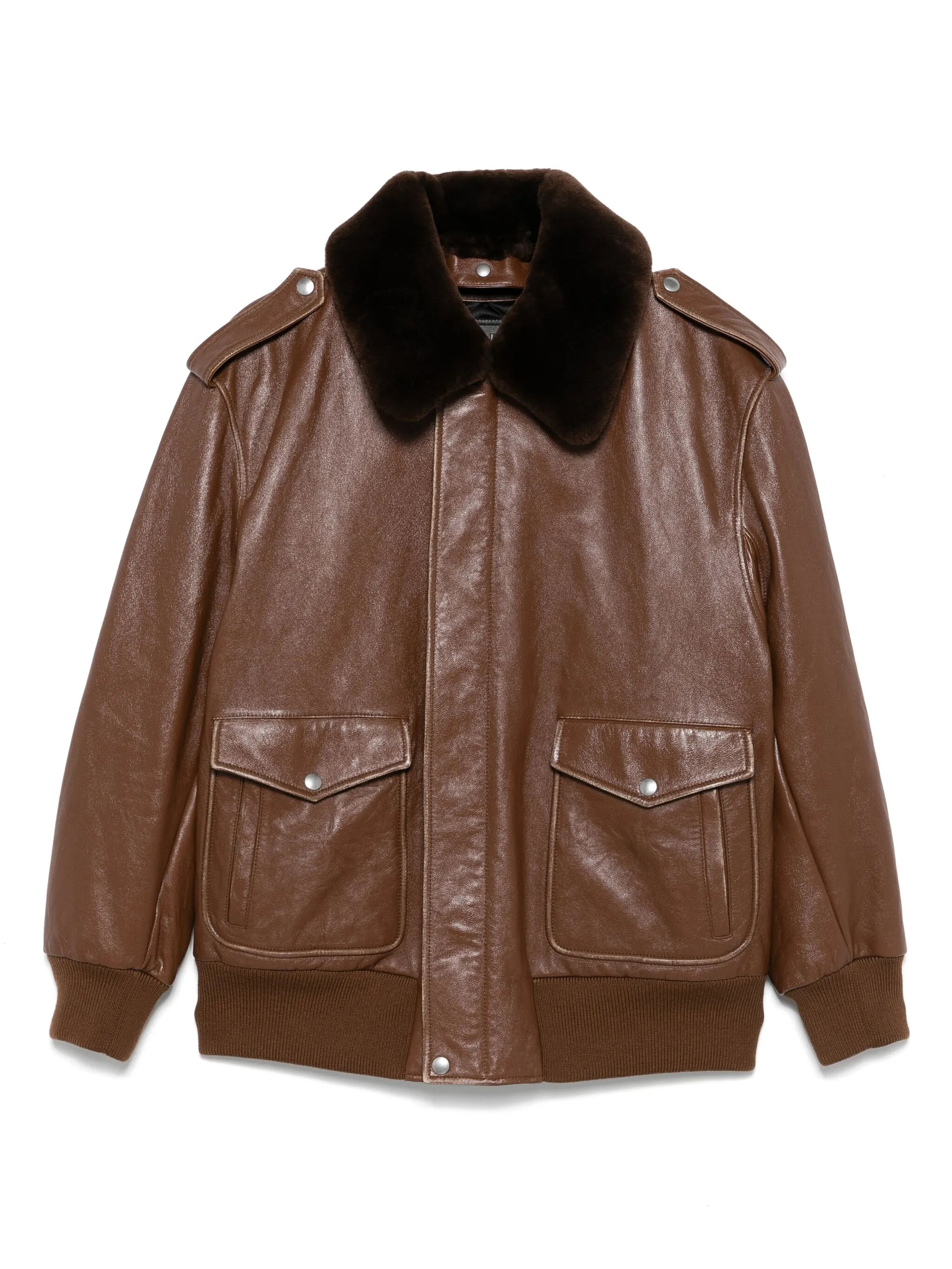 Prada Contrasting-collar Leather Jacket - 1