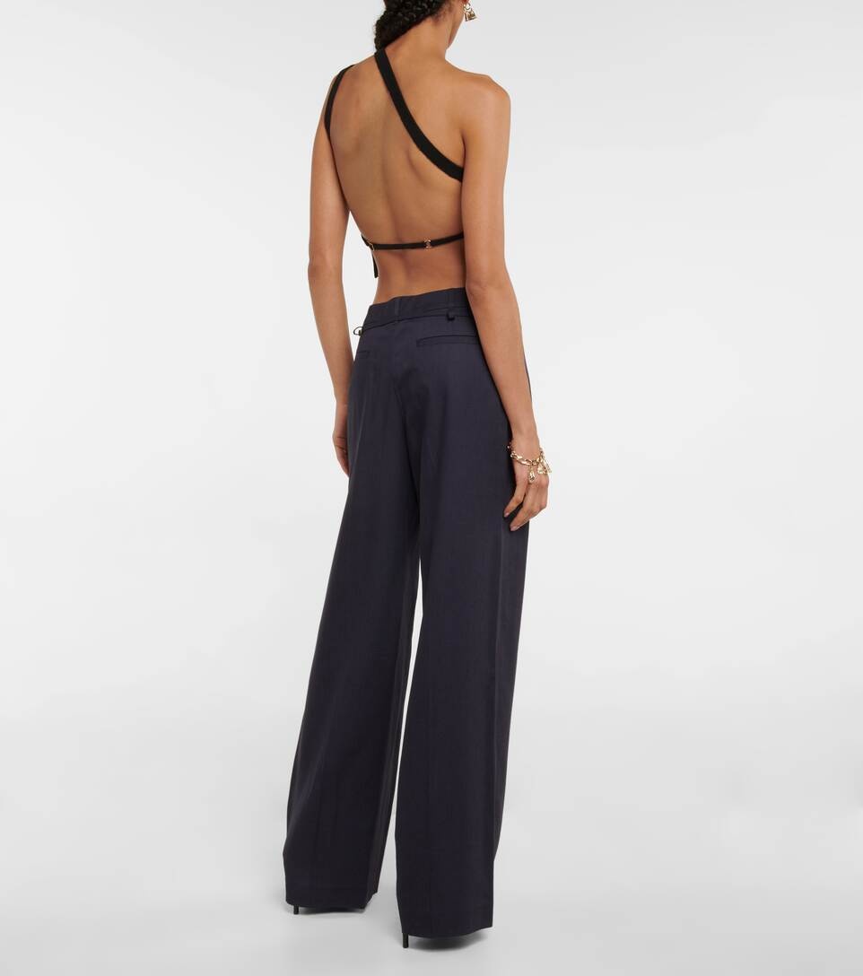 La Maille Ascu cropped linen-blend top - 3