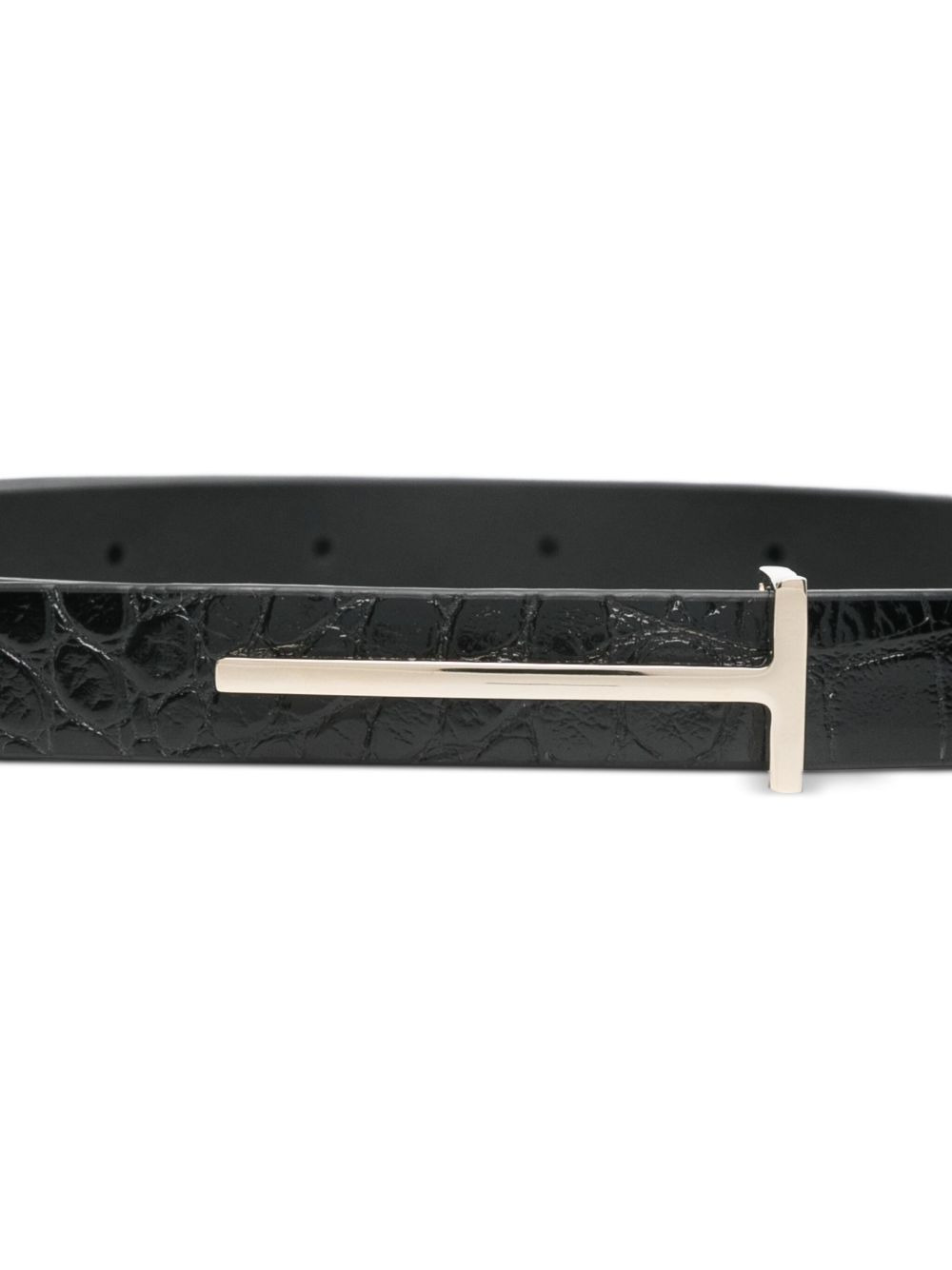 crocodile-embossed T-buckle belt - 2