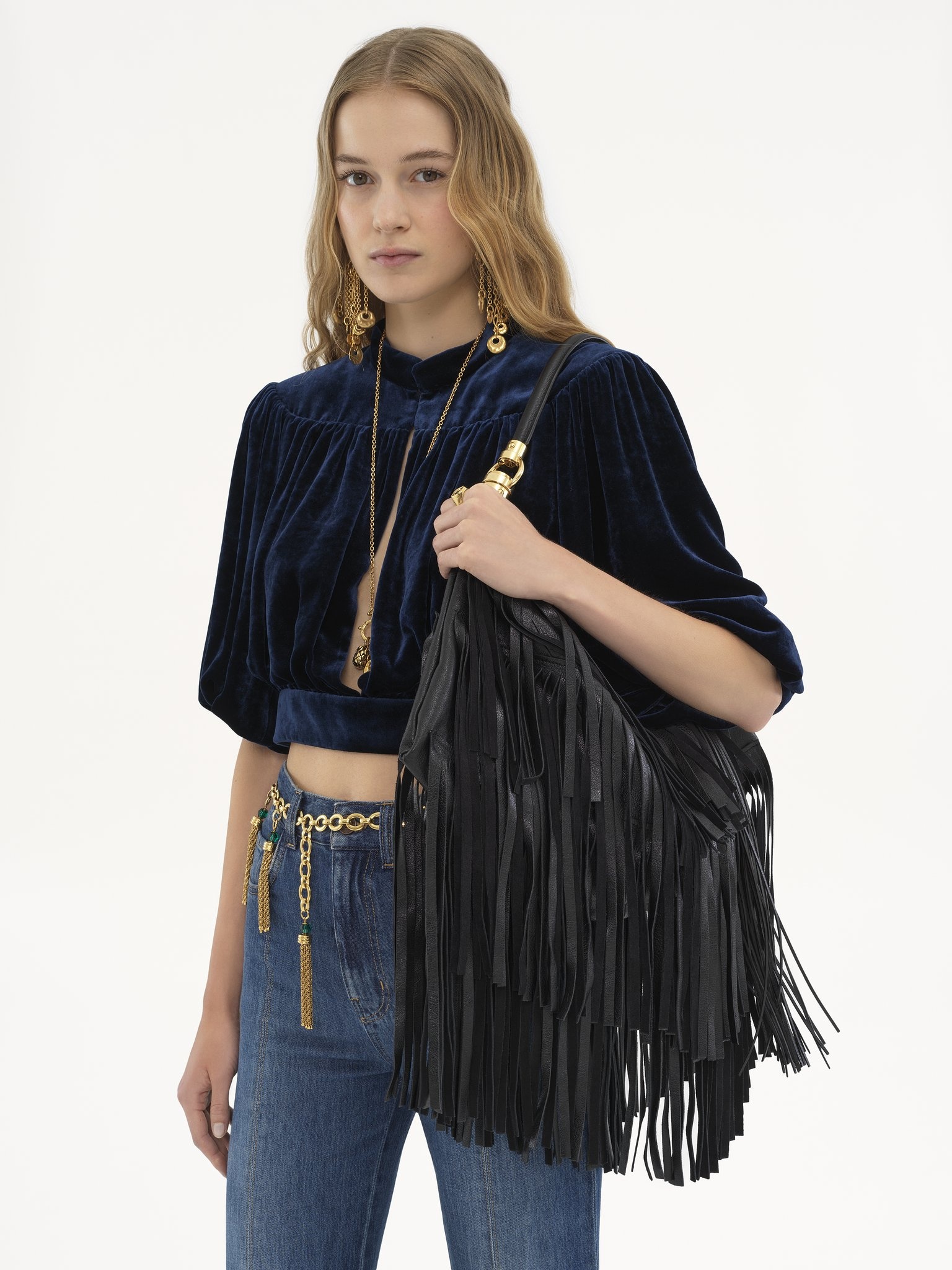 CHLOÉ FOULARD SHOULDER BAG IN FRINGED LEATHER - 6