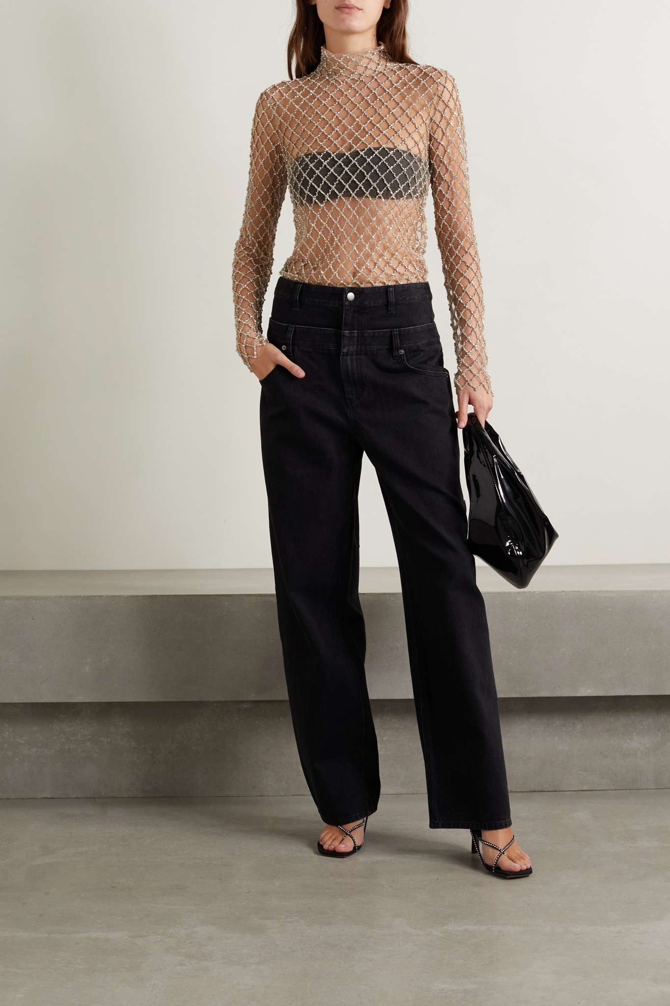 Isabel Marant Lupita crystal-embellished tulle top | REVERSIBLE