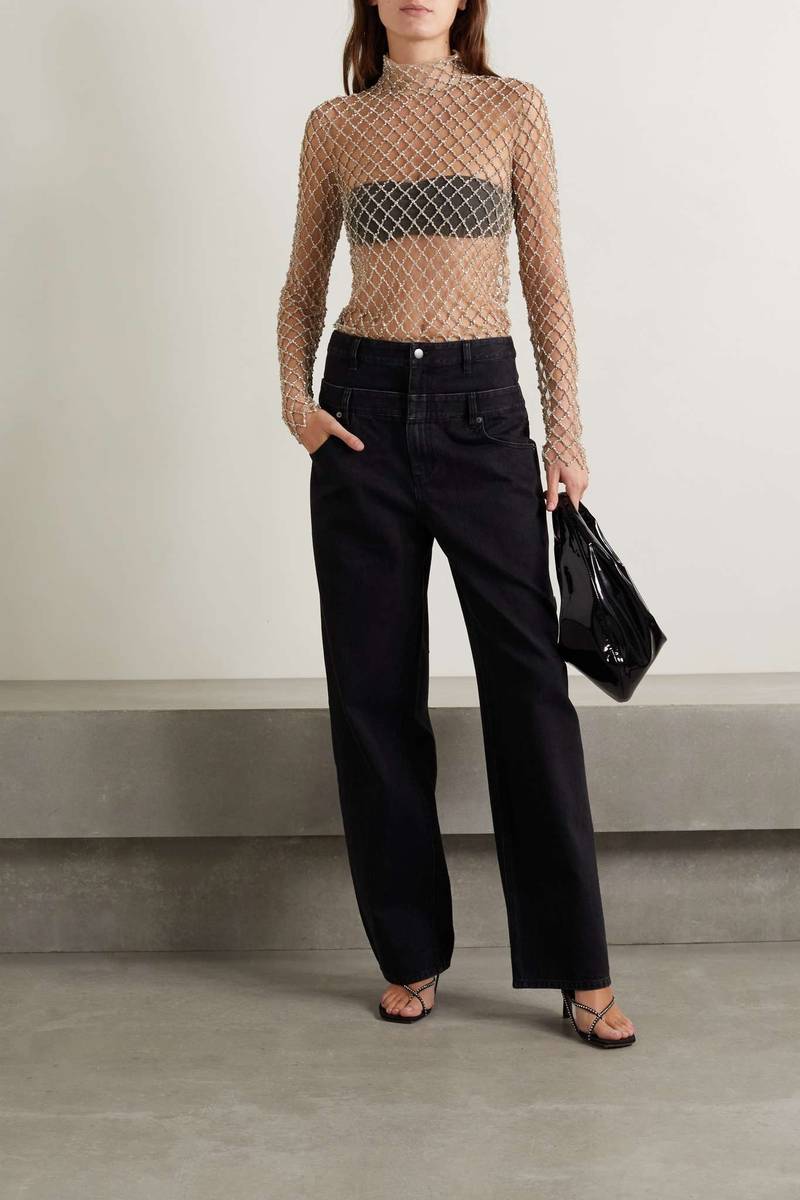 Isabel Marant Lupita crystal-embellished tulle top outlook