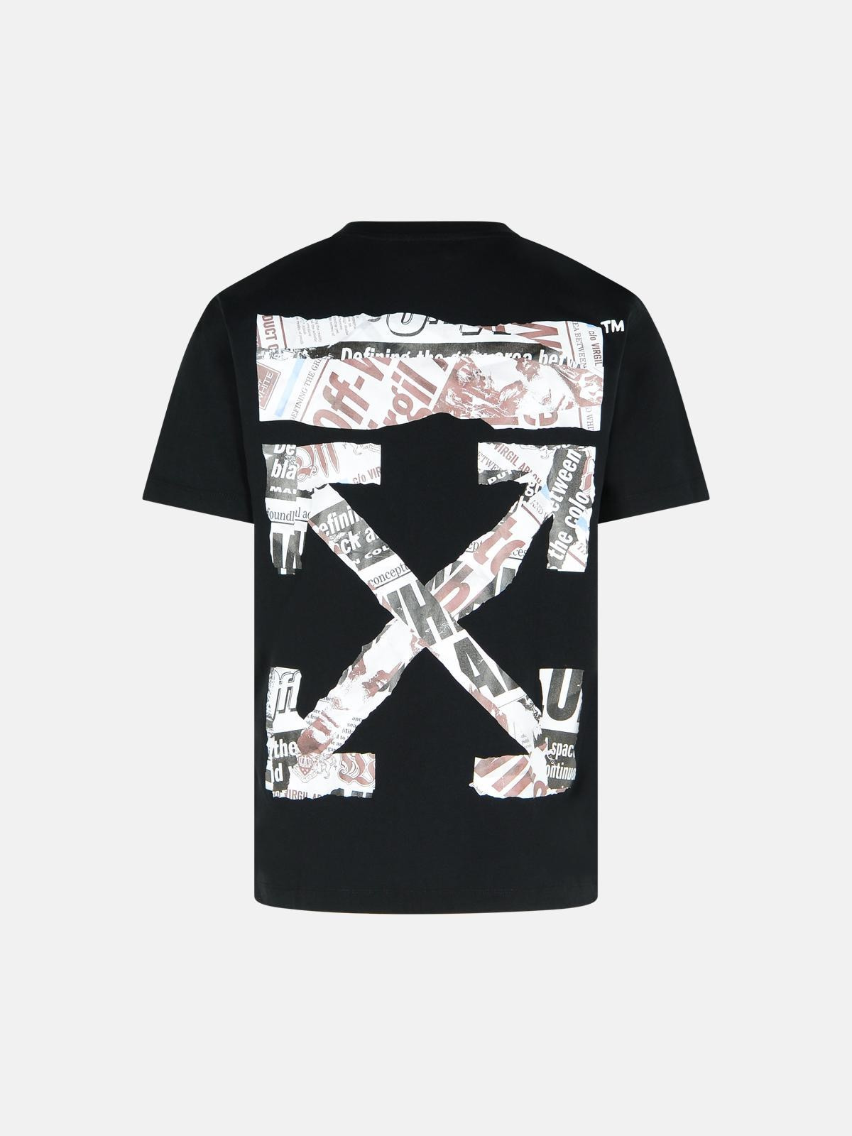 'NEWSPAPER ARROW' BLACK COTTON T-SHIRT - 3