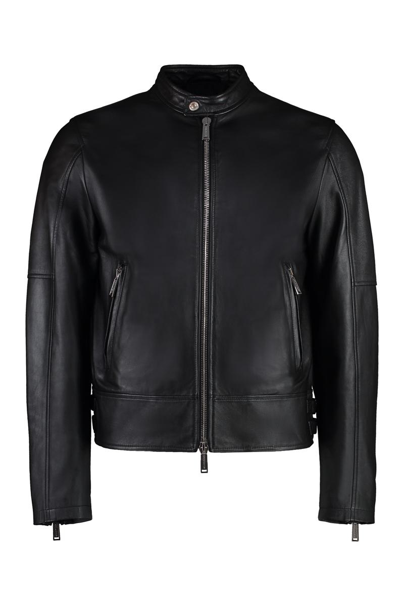 DSQUARED2 SHINY LEATHER BIKER JACKET - 1