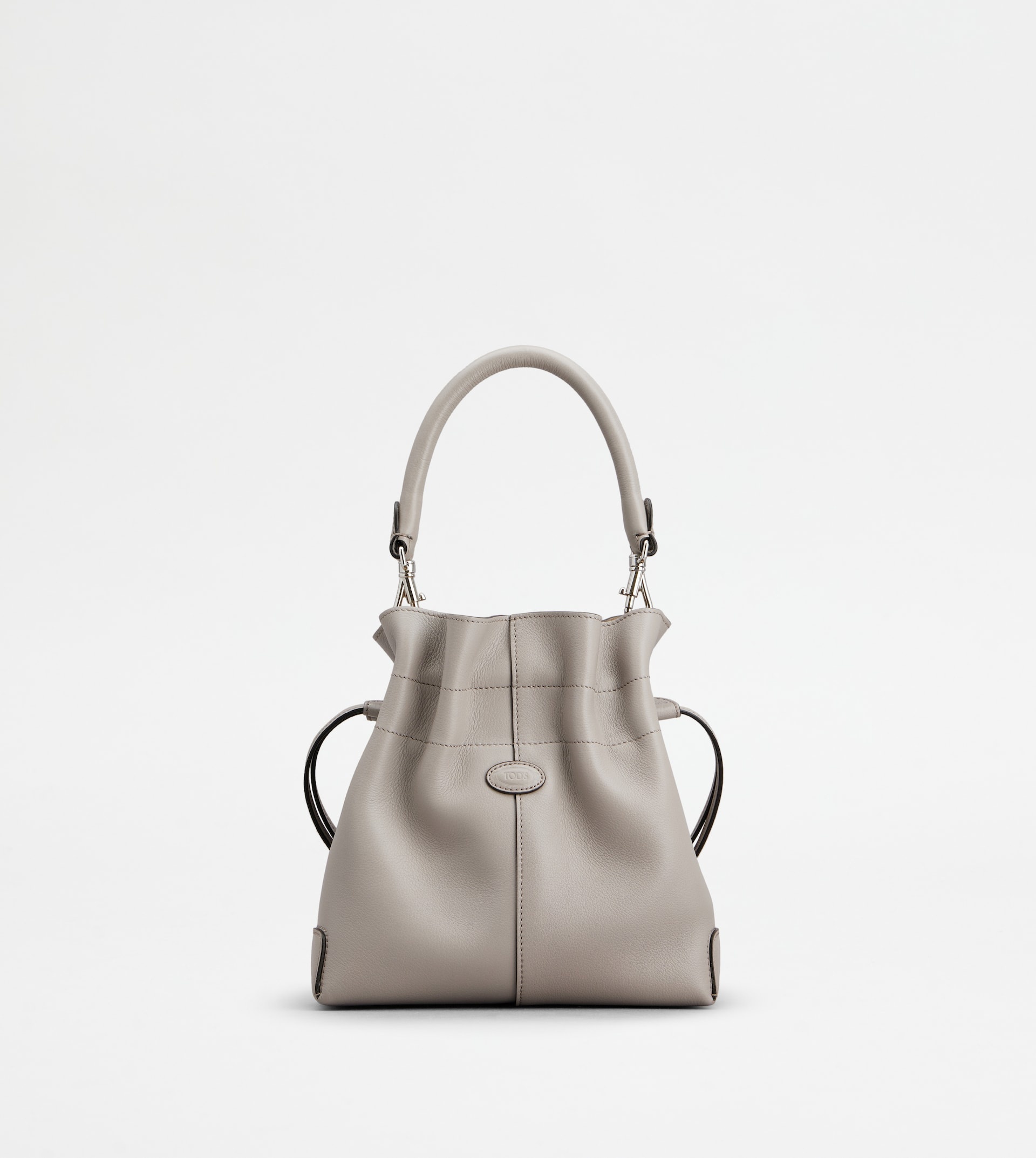 TOD'S DI BAG BUCKET BAG IN LEATHER MINI WITH DRAWSTRING - GREY - 1