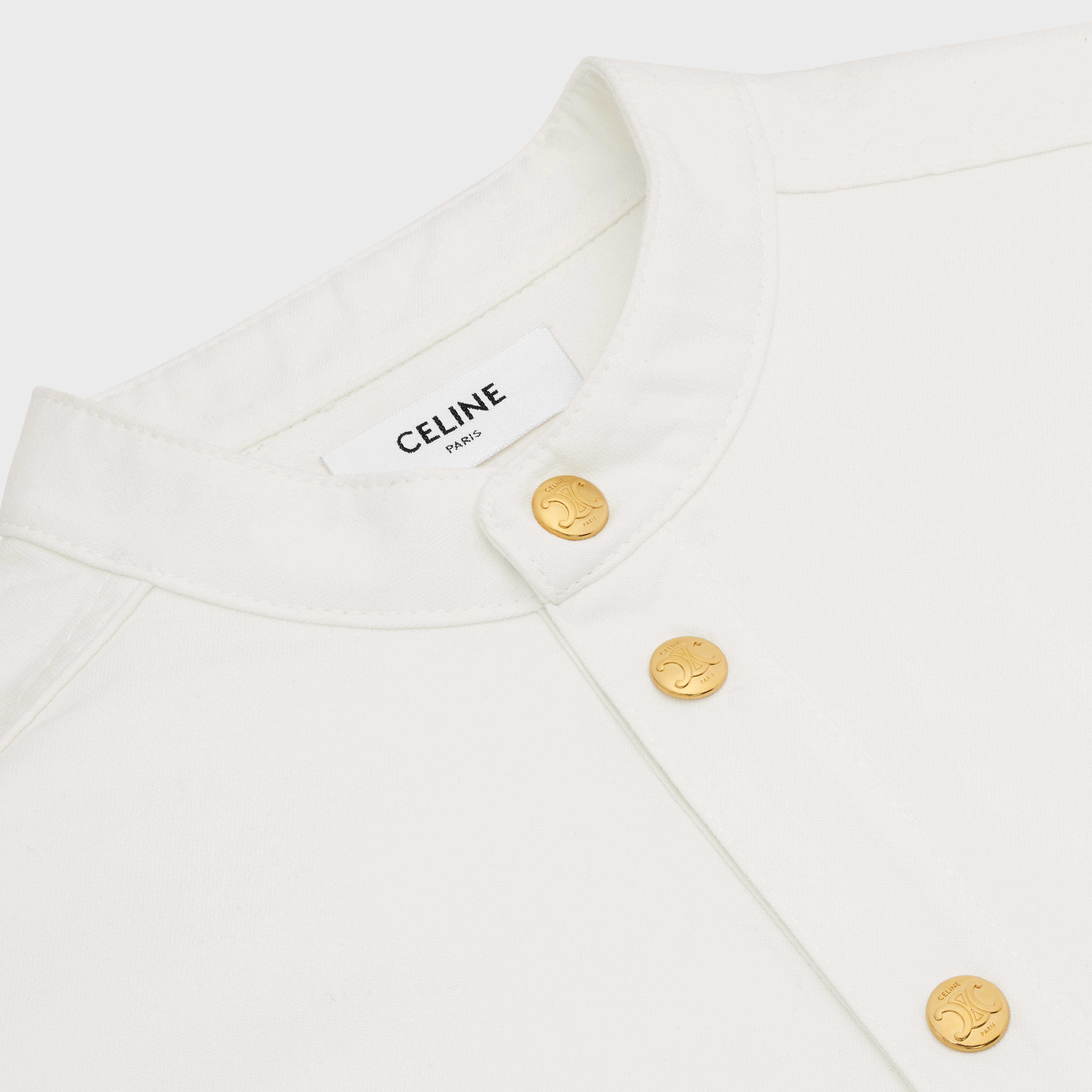 triomphe pea jacket in optic white denim - 3