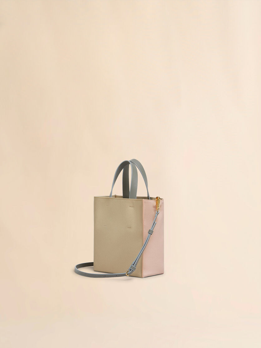 MUSEO SOFT MINI BAG IN LIGHT PINK AND BEIGE LEATHER WITH MARNI SYMBOL EMBROIDERY - 2
