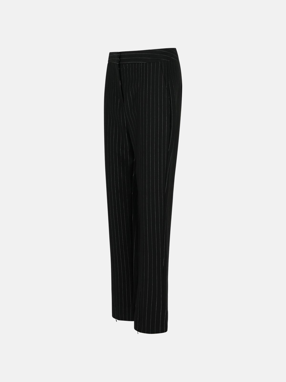 BLACK VISCOSE BLEND TROUSERS - 2